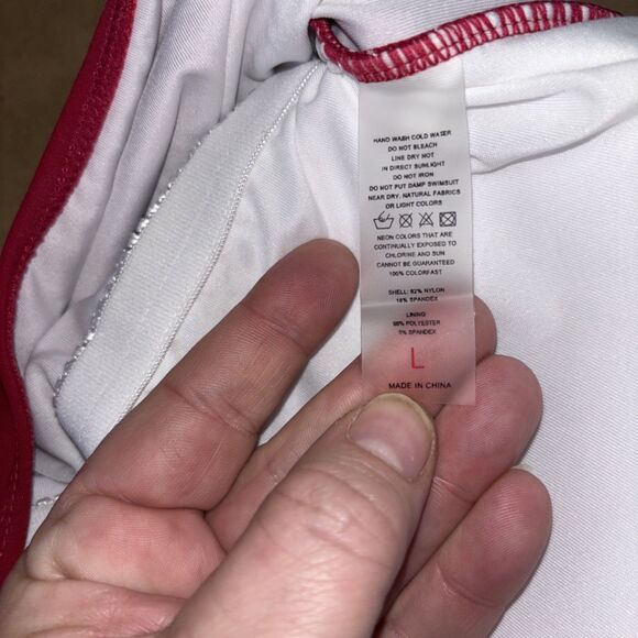 Red And Black Swim Dress Bathing suit Lace Up Front Size Large - Picture 6 of 8